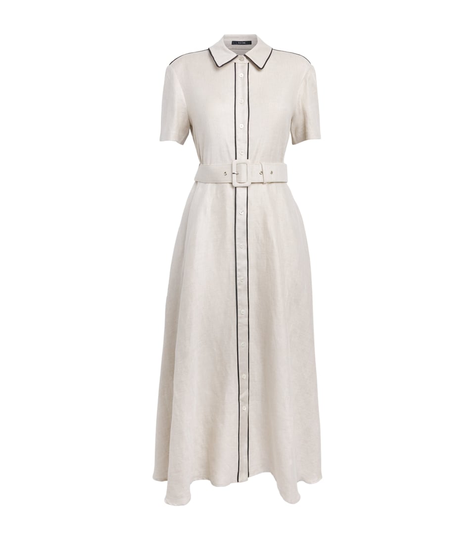 Toccin Womens Linen-Blend Jean Midi Dress Desert/ Jet