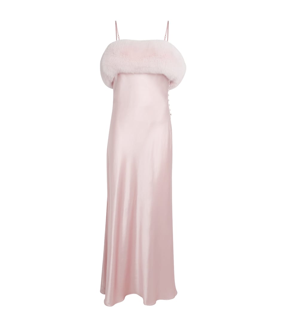 Silk-Fox Fur Slip Dress