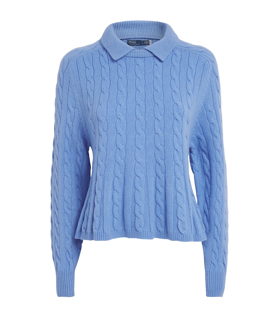 Polo Ralph Lauren Womens Wool-Cashmere Peplum Sweater New Litchfield Blue