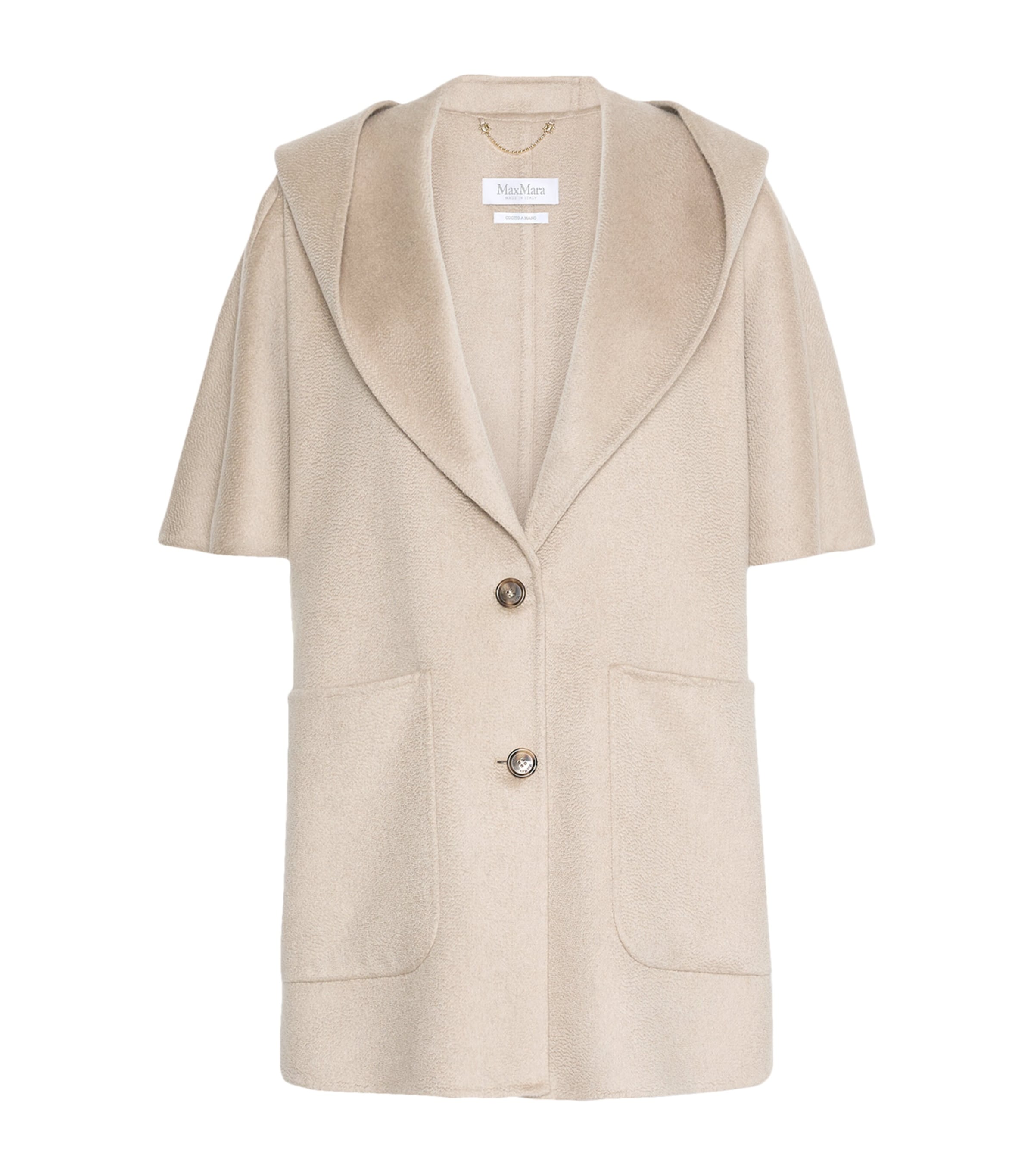 Max Mara Womens Cashmere Hooded Cape Beige