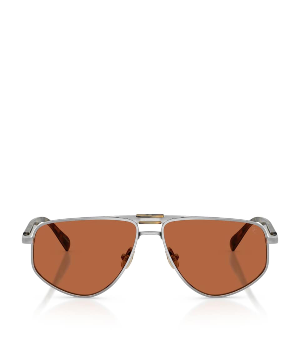 Brunello Cucinelli Titanium Dike Aviator Sunglasses Clear