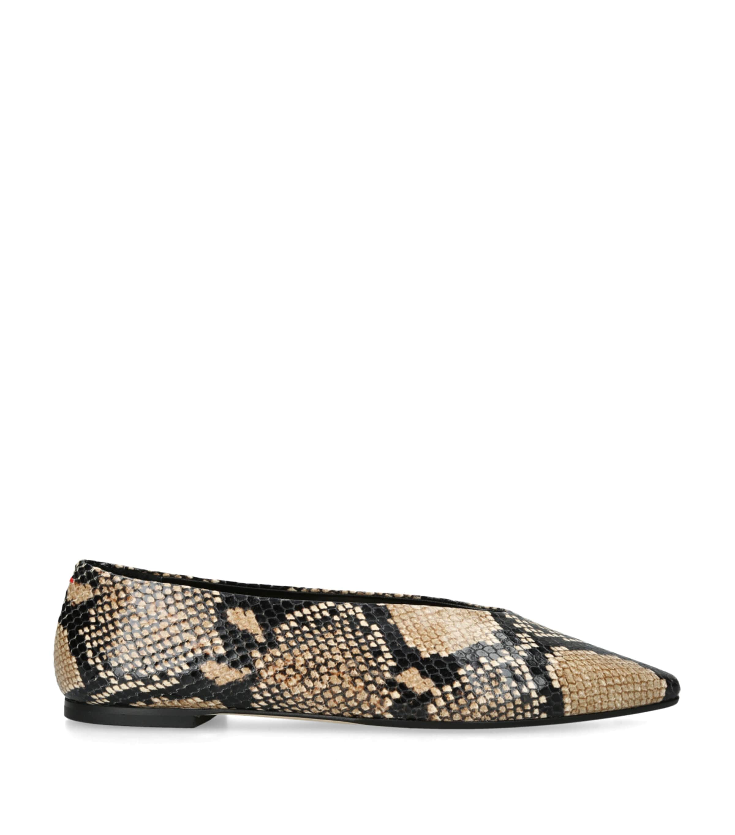 Snakeskin-Effect Leather Betty Ballet Flats