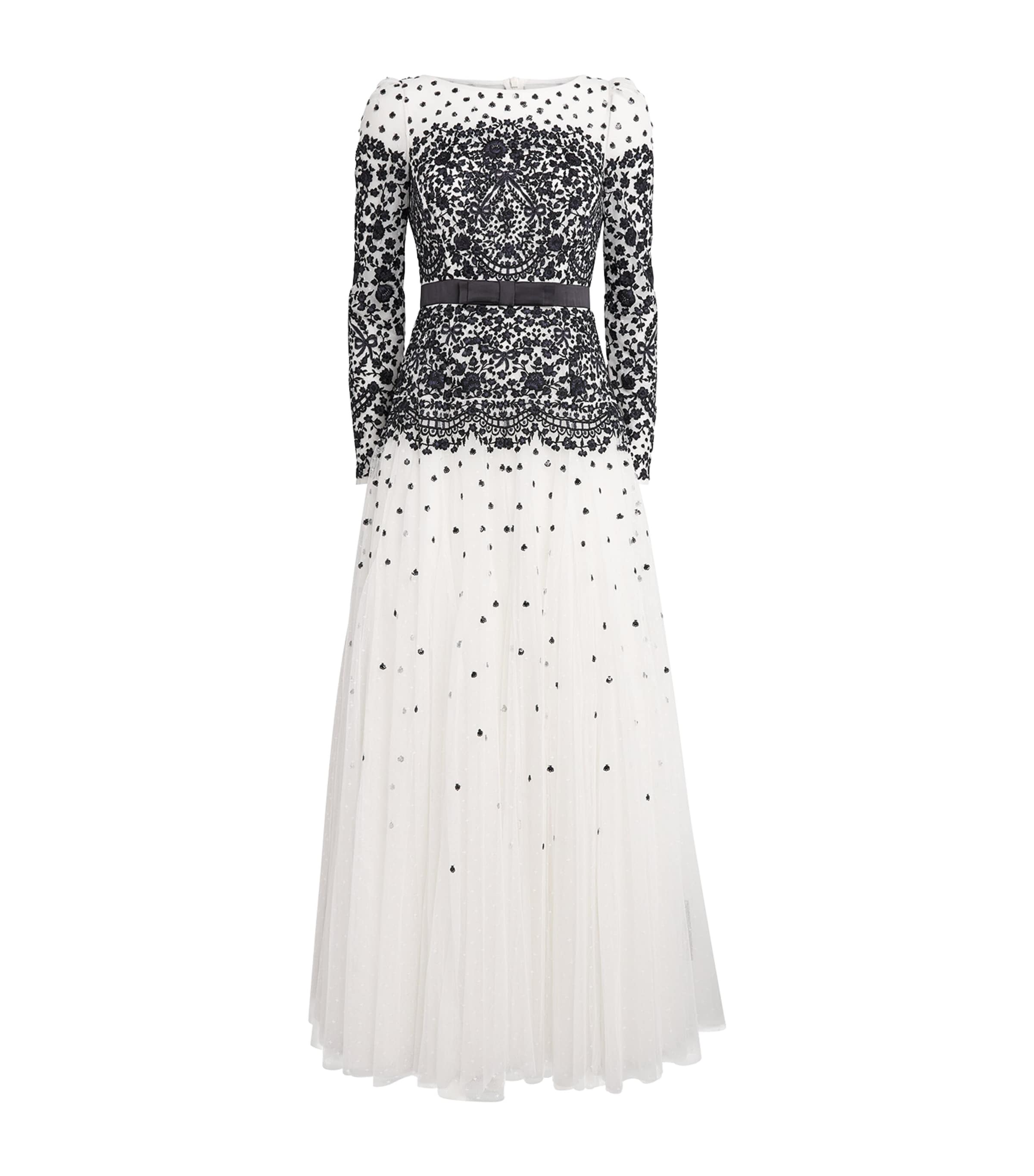 Needle & Thread Womens Gilded Lace Maxi Dress Chalk/graphite