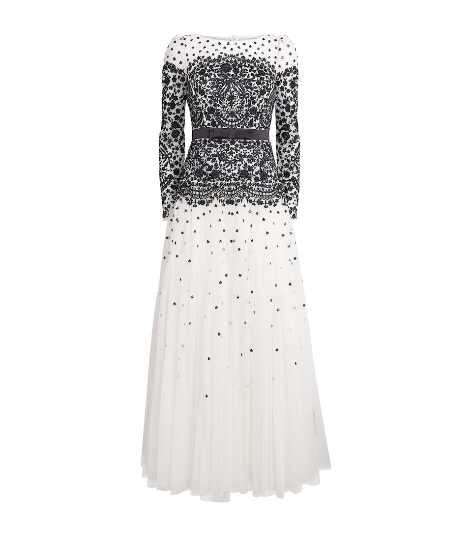 Needle & Thread Womens Gilded Lace Maxi Dress Chalk/graphite