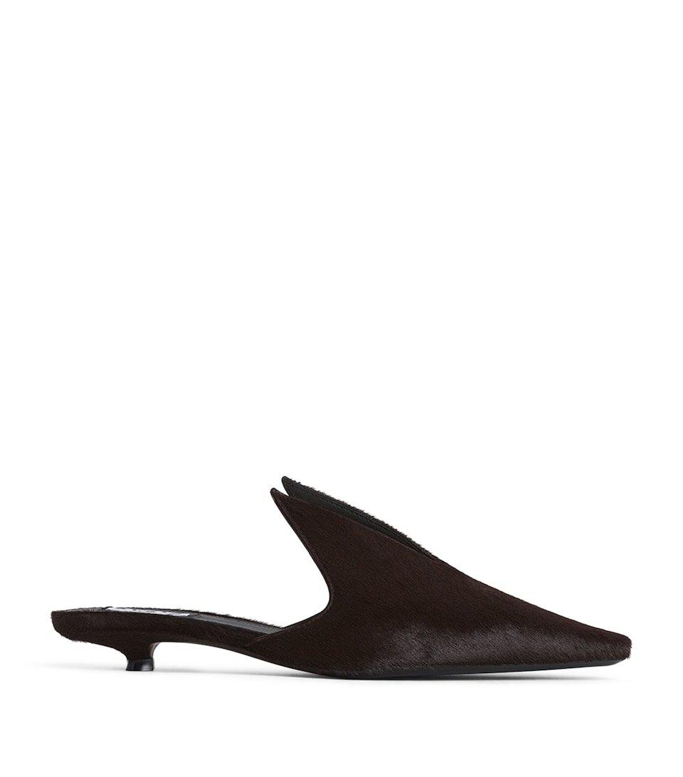 Alaïa Calf Hair Pointy Mules 25 Chocolate