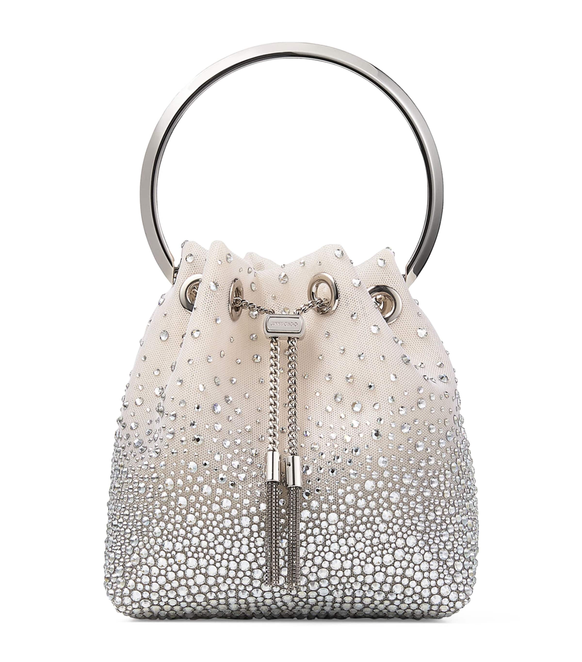 Jimmy Choo Embellished Bon Bon Top-Handle Bag White/crystal