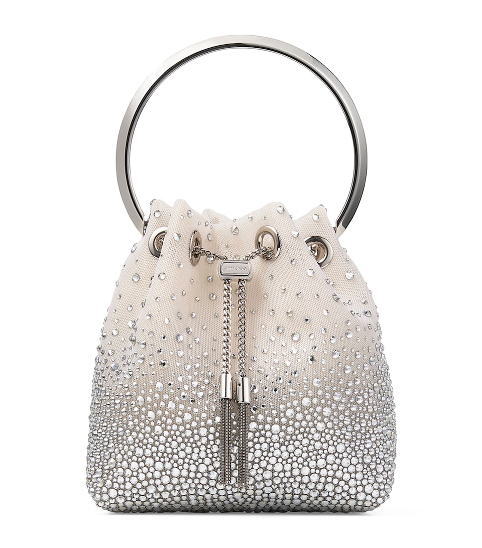 Jimmy Choo Embellished Bon Bon Top-Handle Bag White/crystal