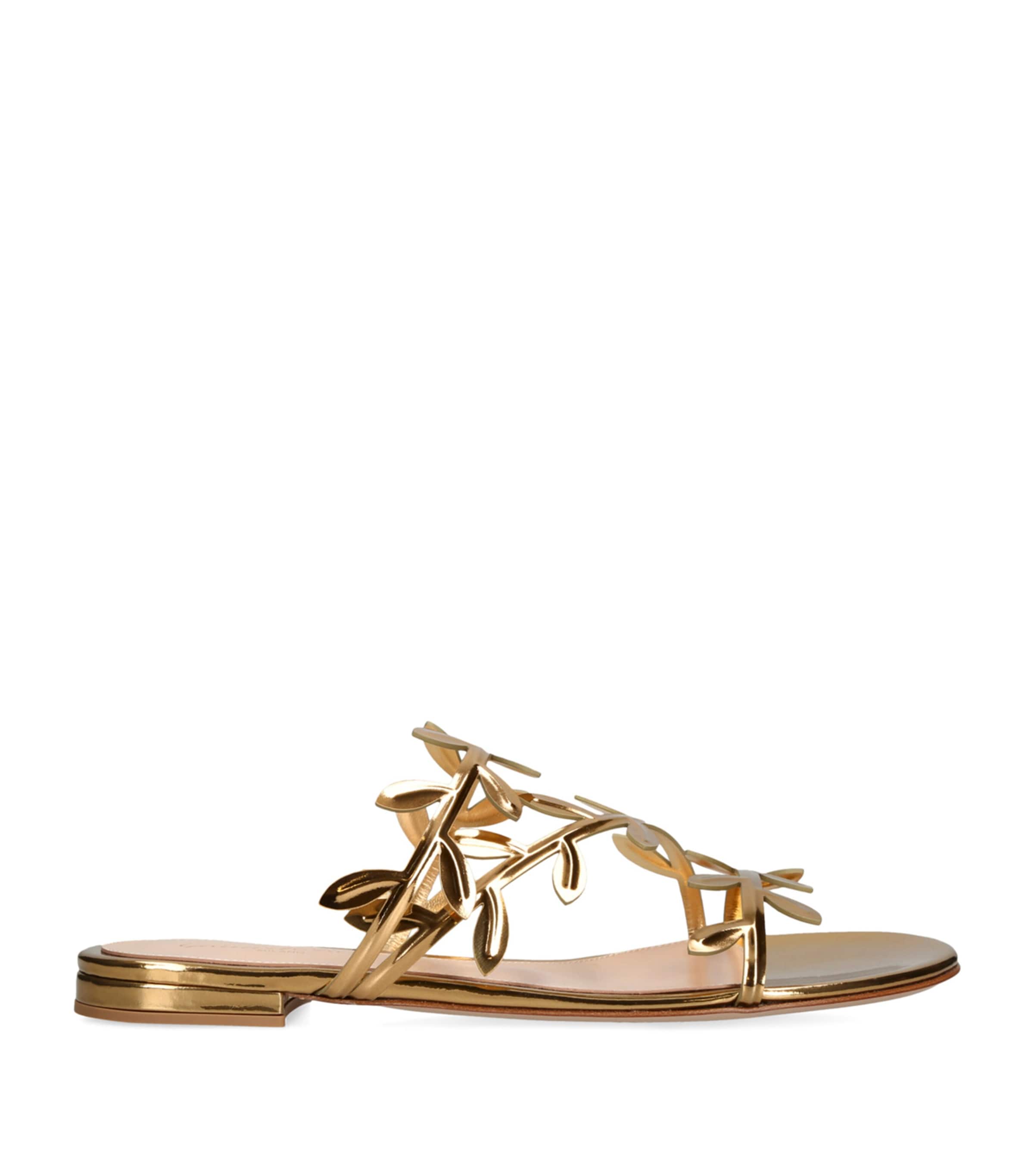 Gianvito Rossi Laurel-Detail Flavia Sandals Gold