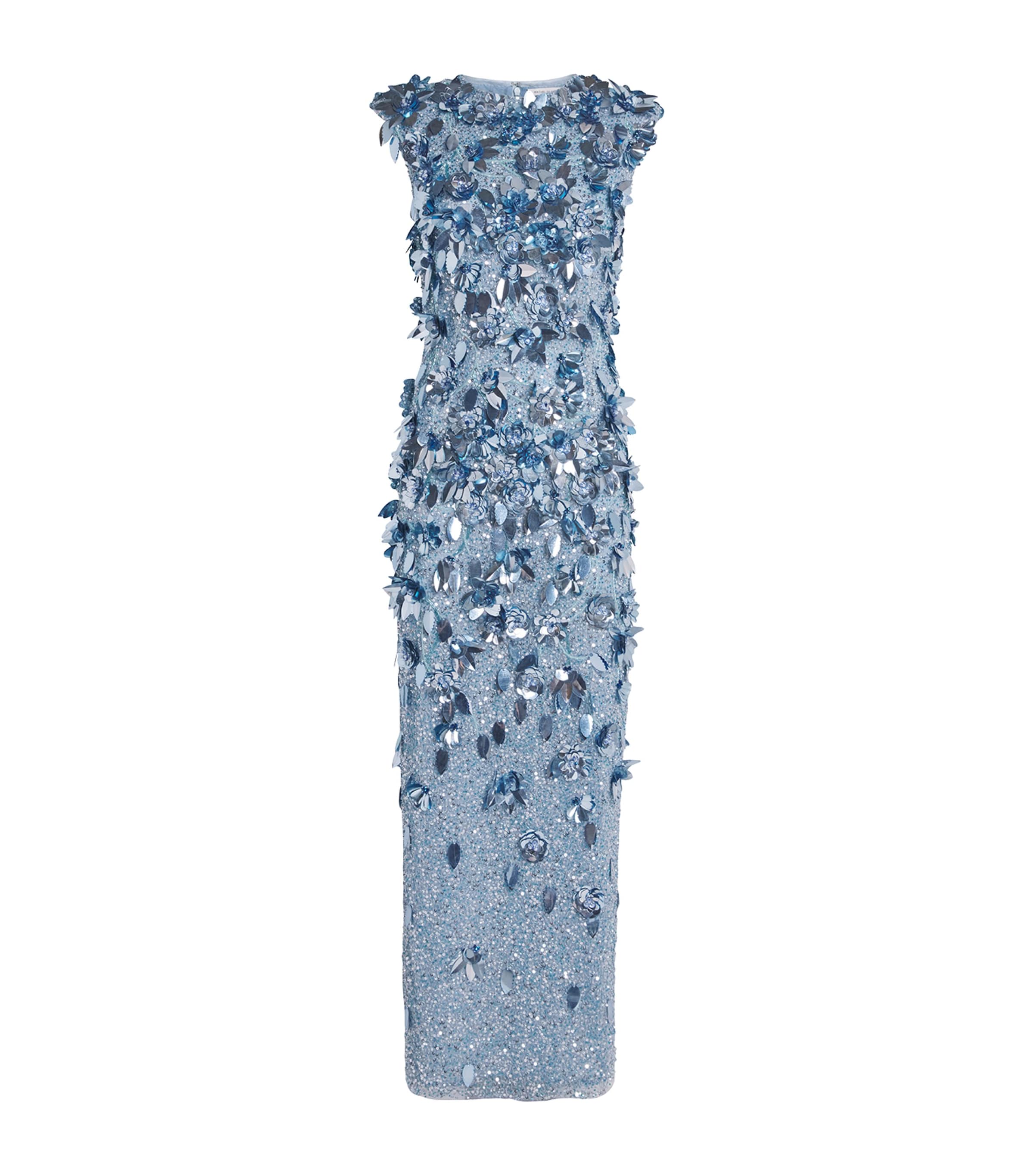 Rachel Gilbert Womens Embellished Hugo Midi Dress Sky Blue