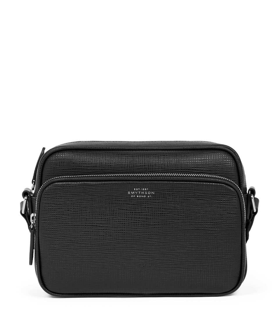 Smythson Leather Panama Cross-Body Bag Black