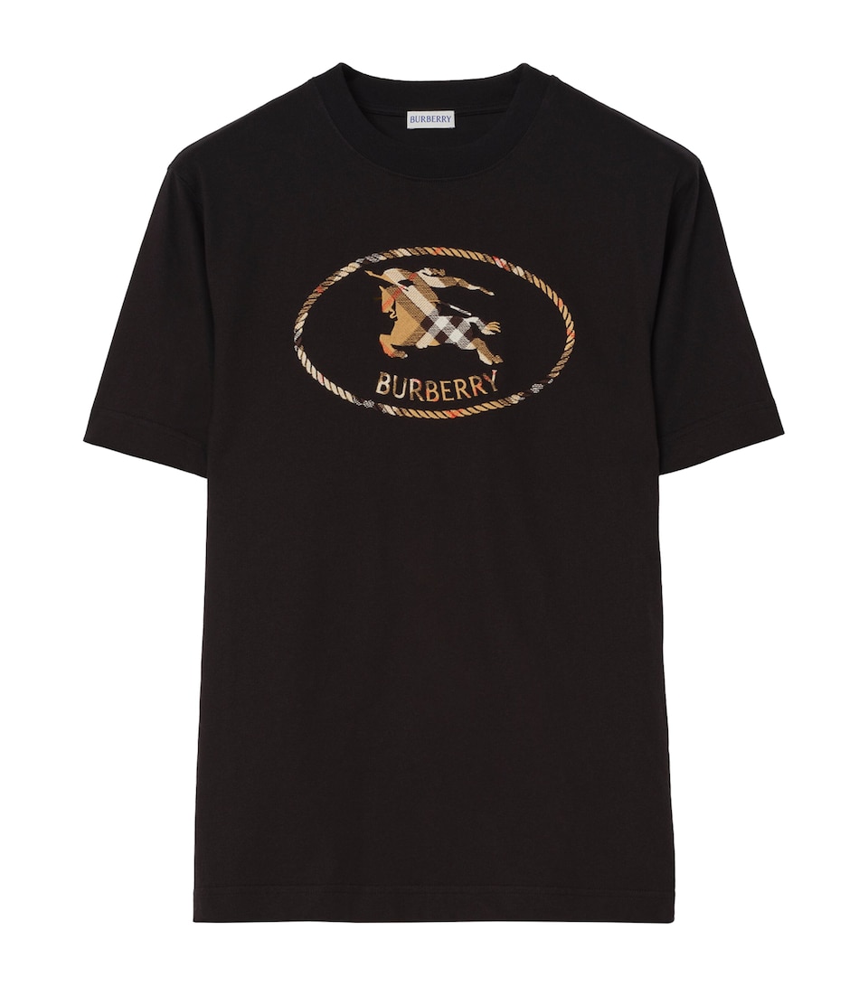 Burberry Mens Check EKD Embroidered T-Shirt Black