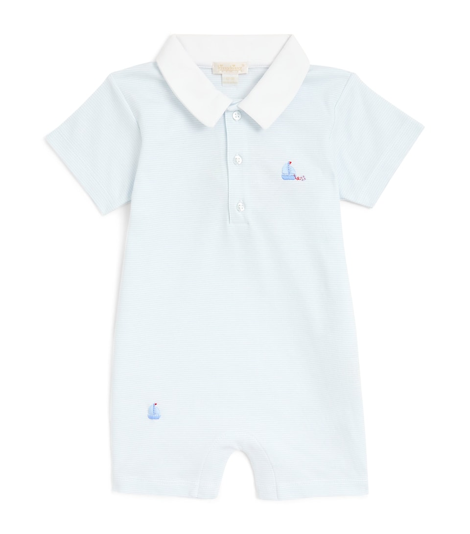 Kissy Kissy Pima Cotton Embroidered Playsuit (0-18 Months) Blue
