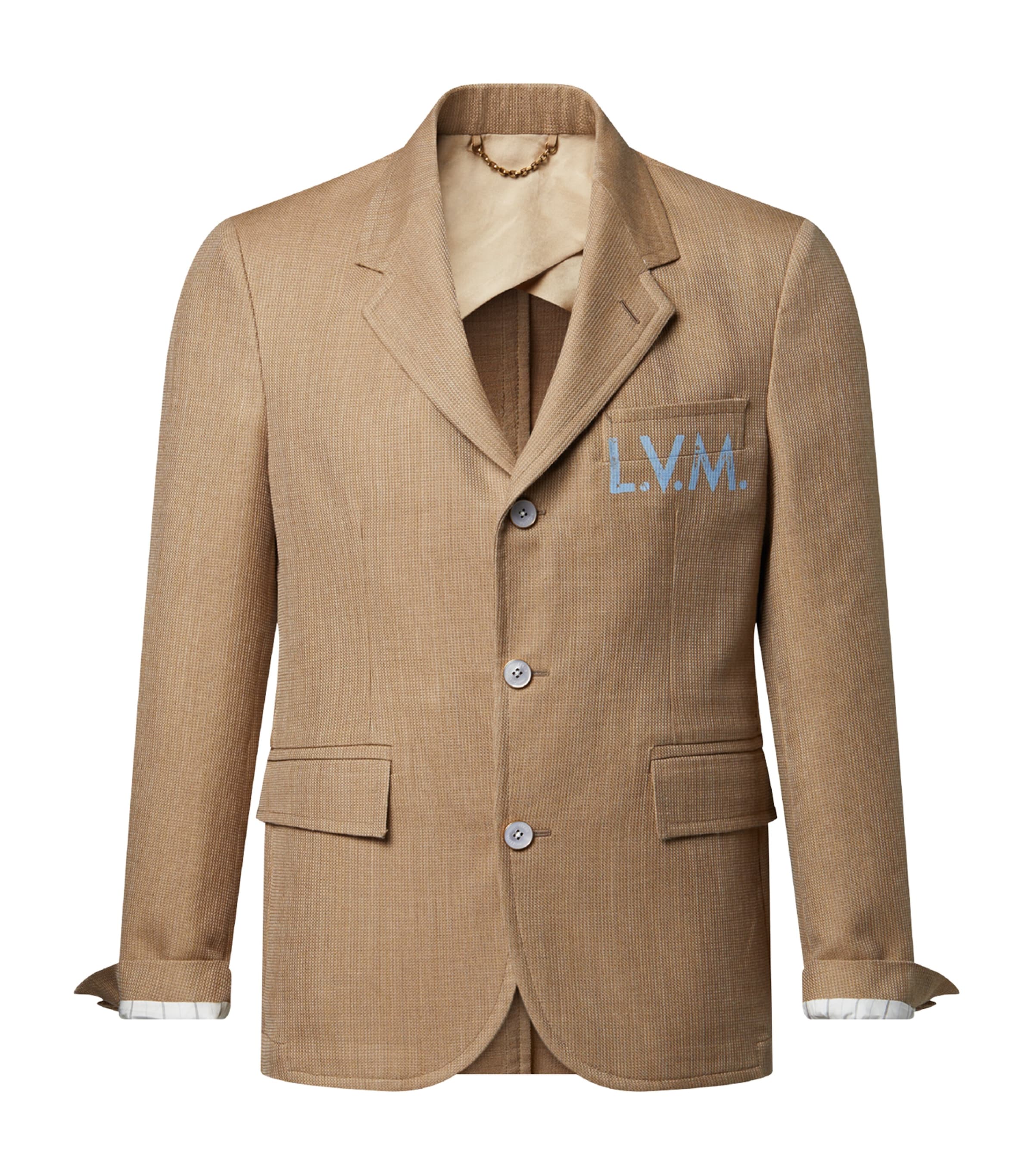 LOUIS VUITTON Mens Wool-Silk Signature Blazer Camel Brown
