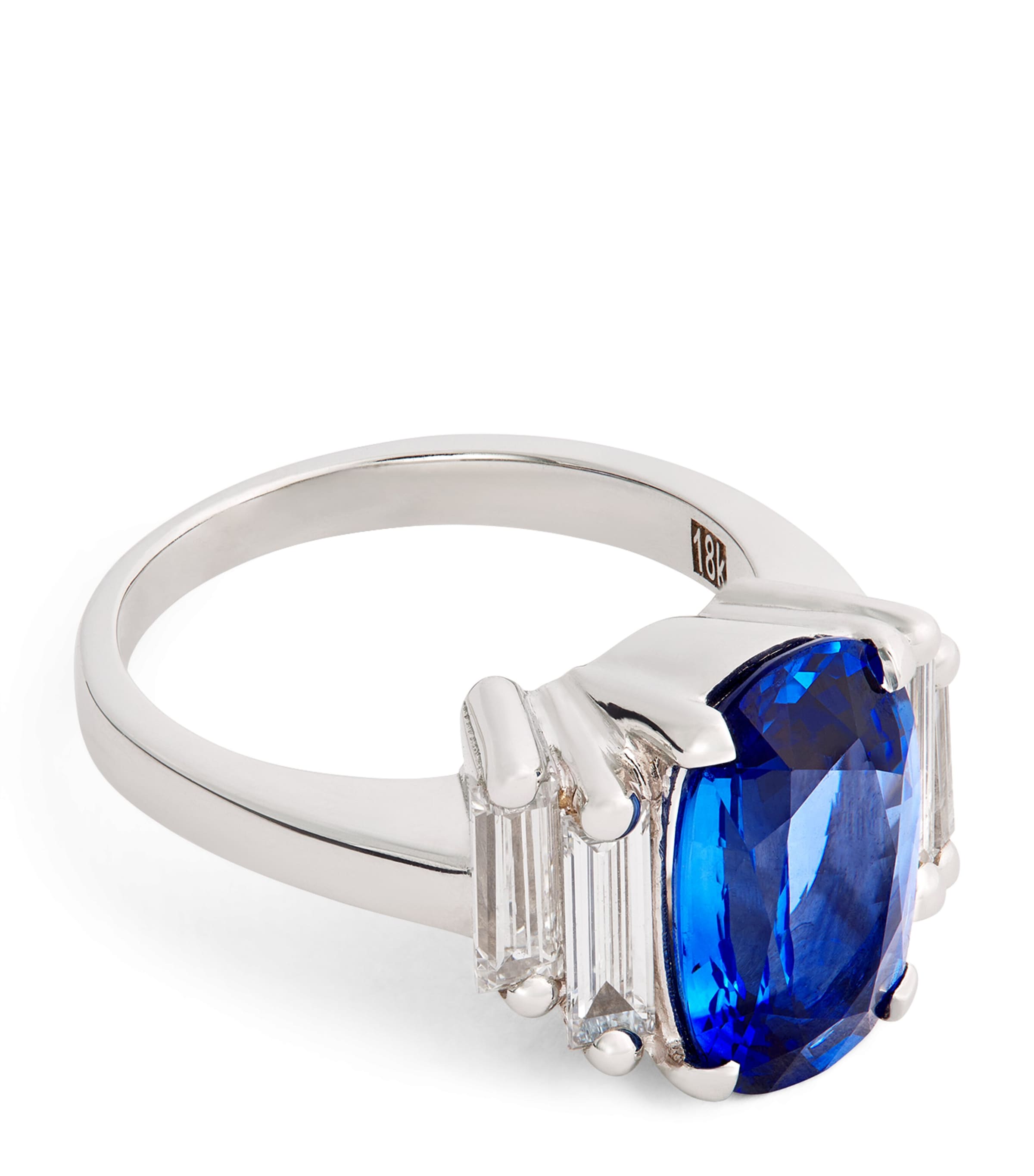 White Gold, Ceylon Sapphire and Diamond One of a Kind Ring (Size 7.25)