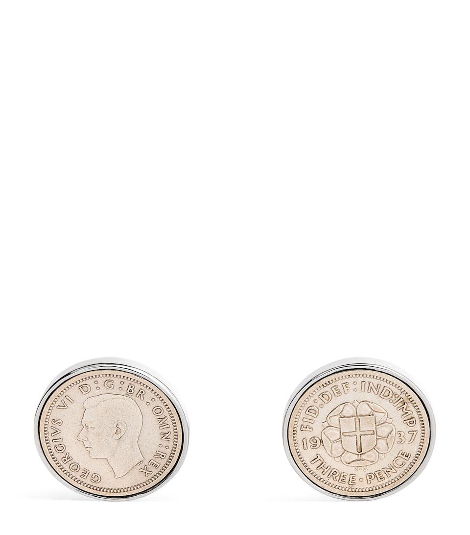 Babette Wasserman Rhodium-Plated Coin Cufflinks Silver