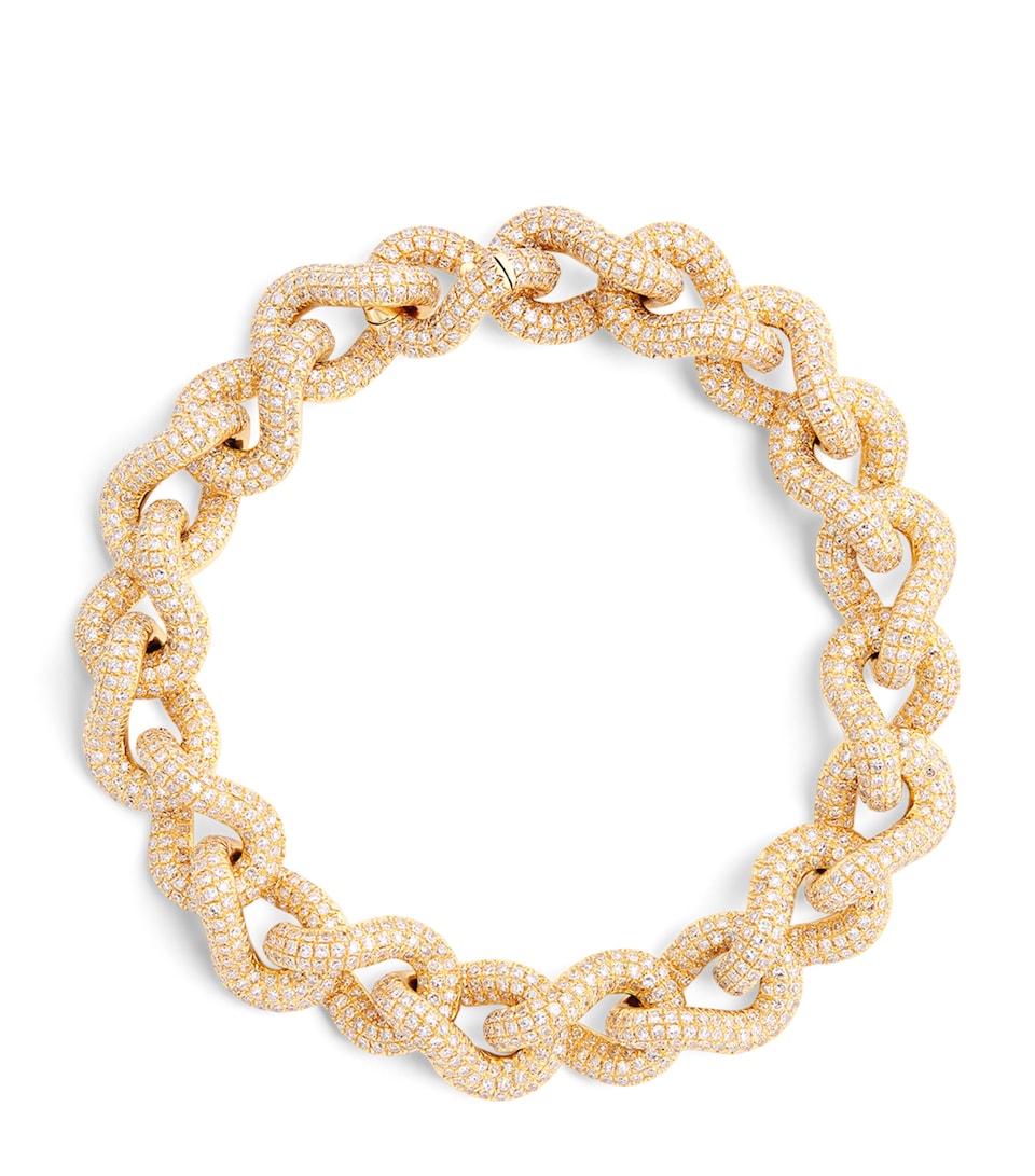 Yellow Gold and Diamond Pavé Link Bracelet