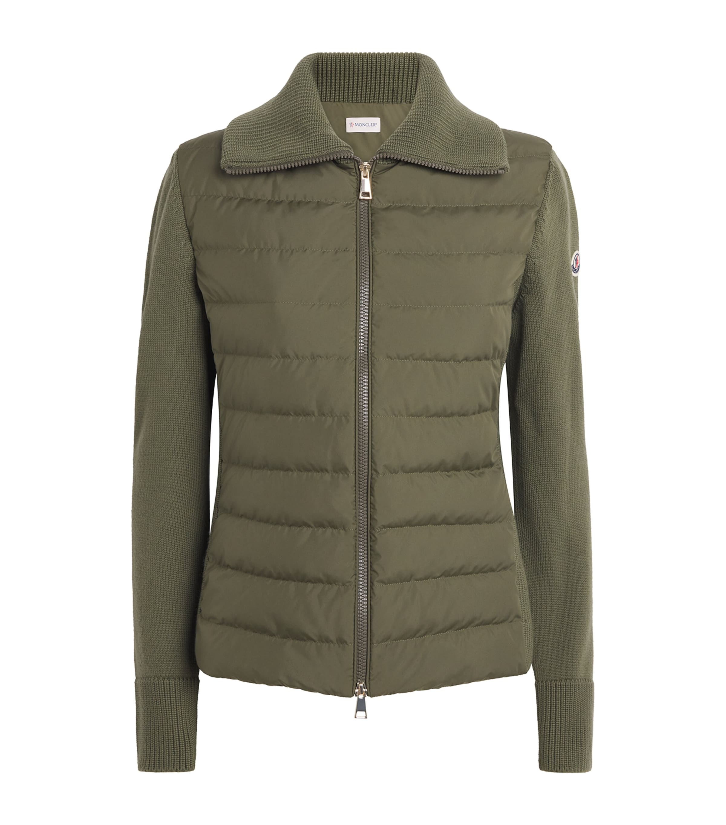 Moncler Womens Virgin Wool Padded Quilted Cardigan