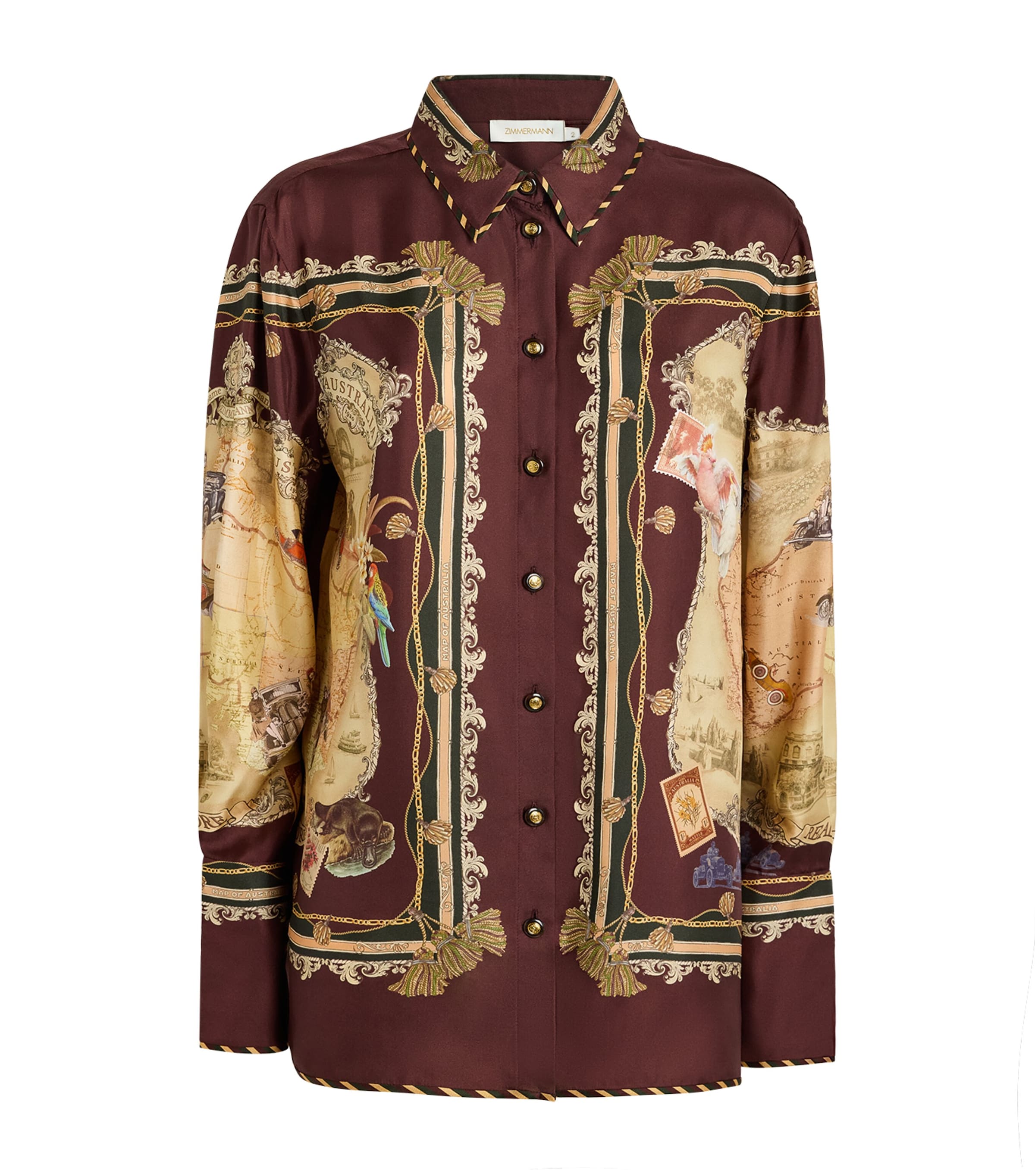 Zimmermann Womens Silk Valiant Shirt Plum Scarf