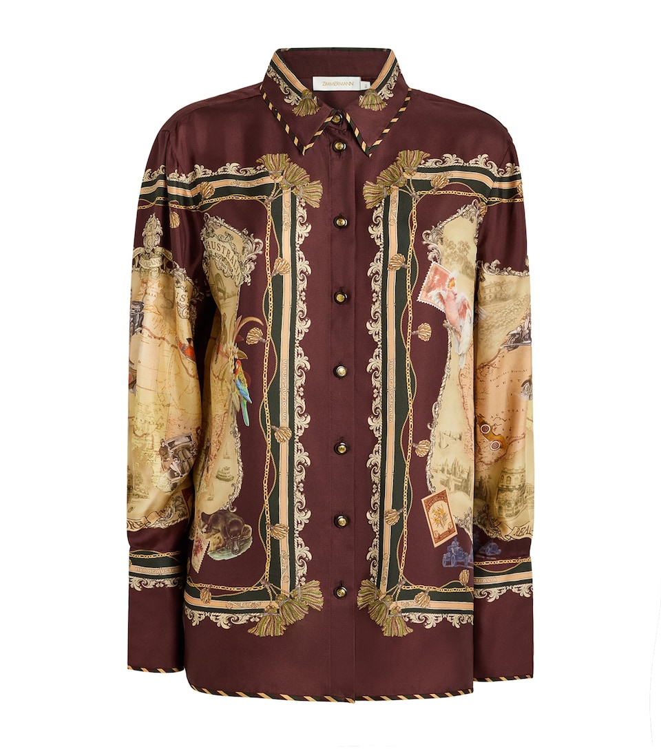 Zimmermann Womens Silk Valiant Shirt Plum Scarf