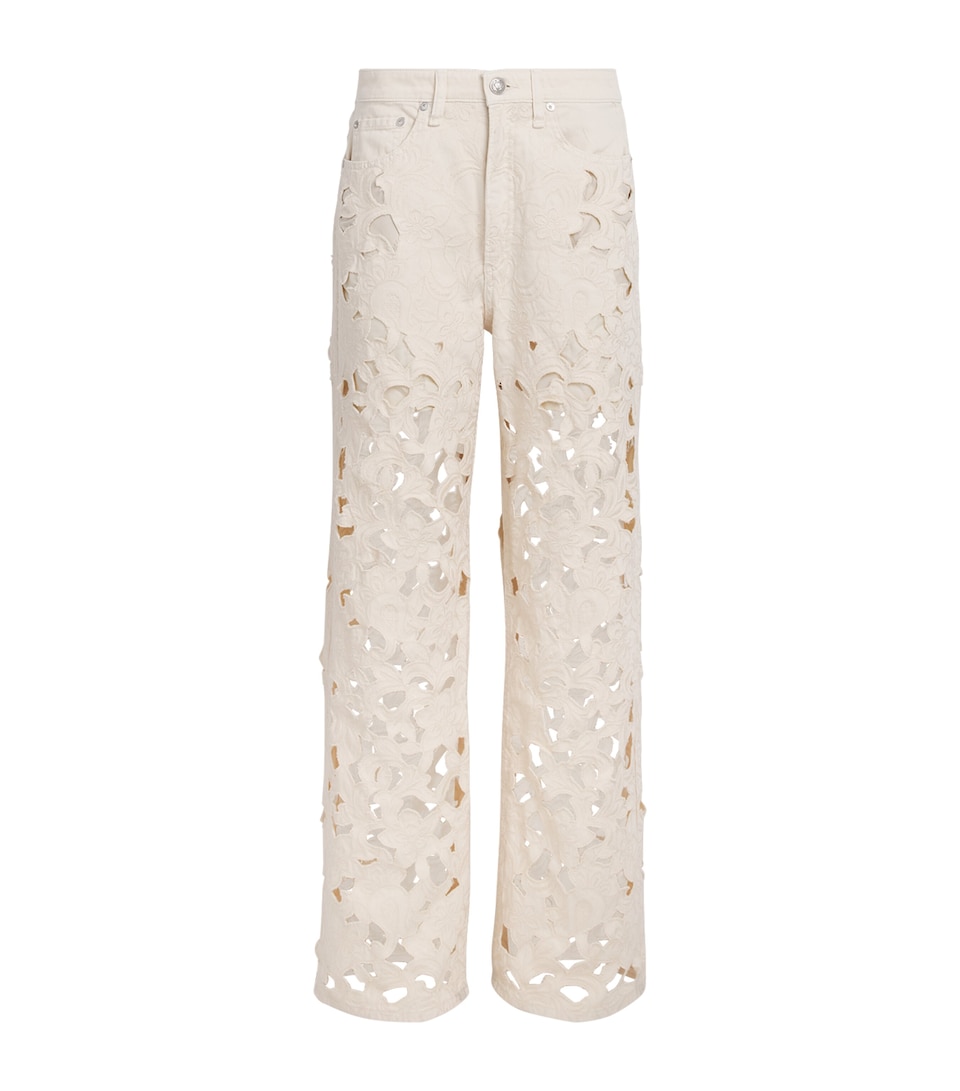 Cut-Out Logan Mid-Rise Wide-Leg Jeans