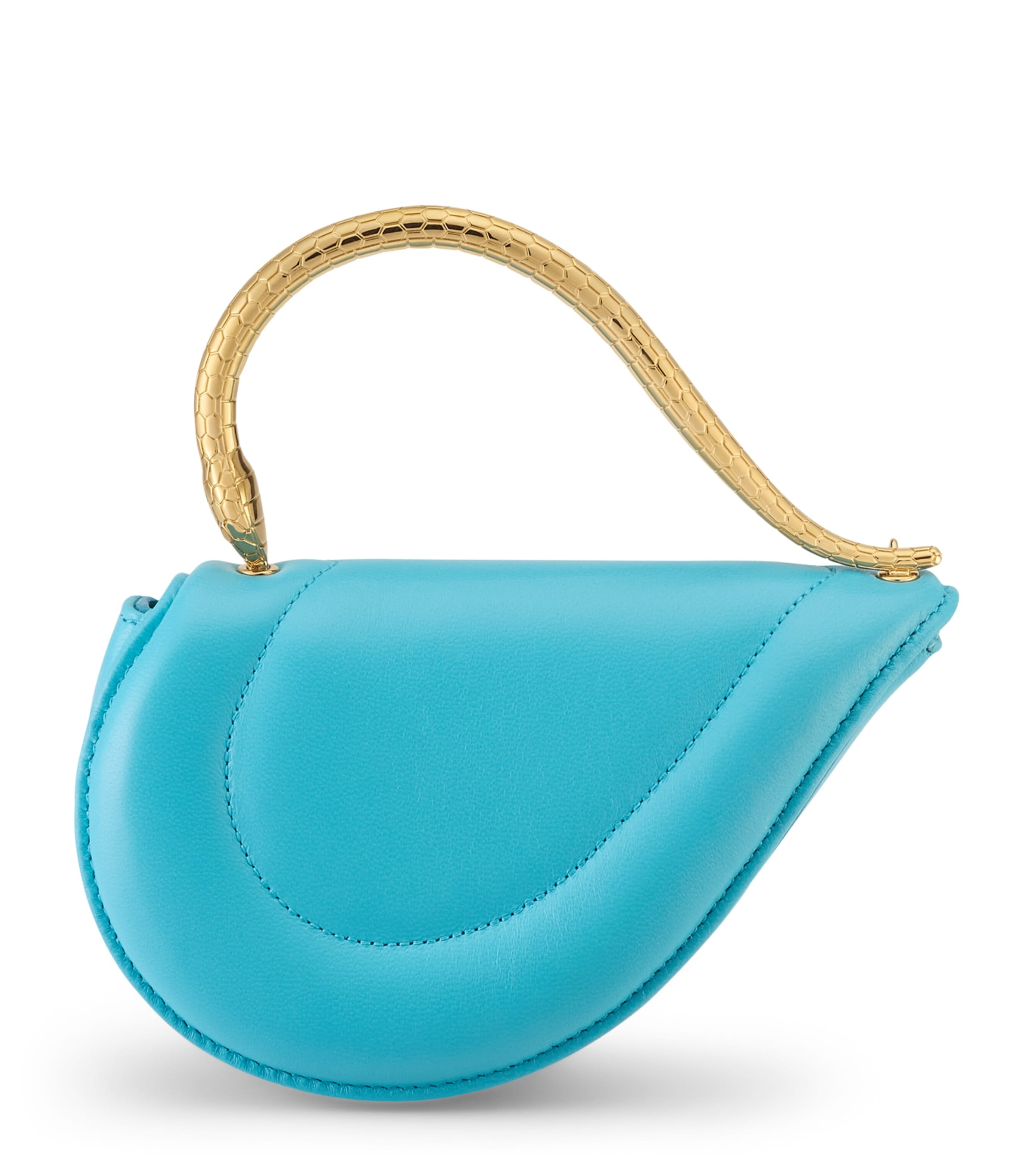 Bvlgari Mini Leather Serpenti Cuoricino Top-Handle Bag Turquoise