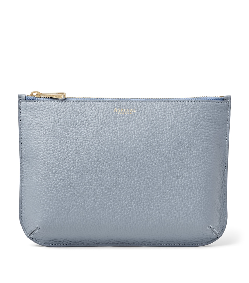 Aspinal Of London Large Leather Ella Pouch Skyblue