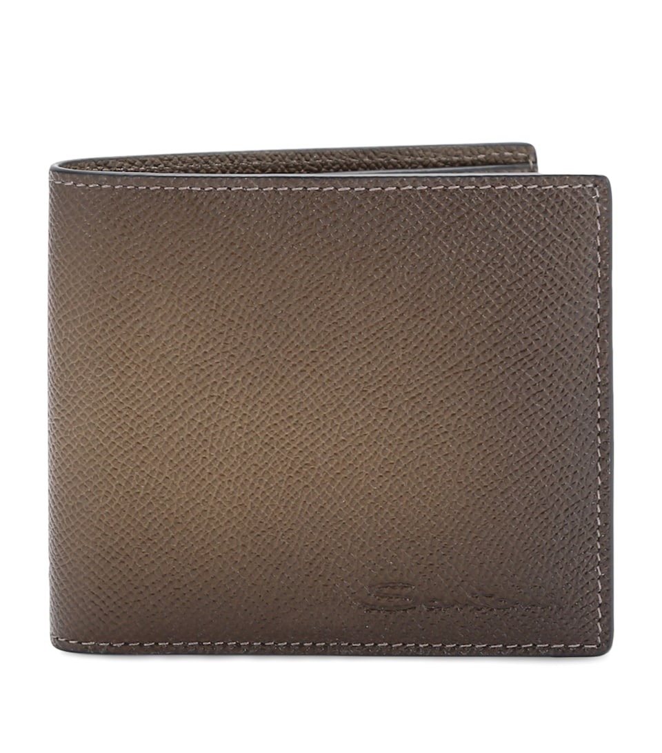 Santoni Leather Ombré Bifold Wallet Green