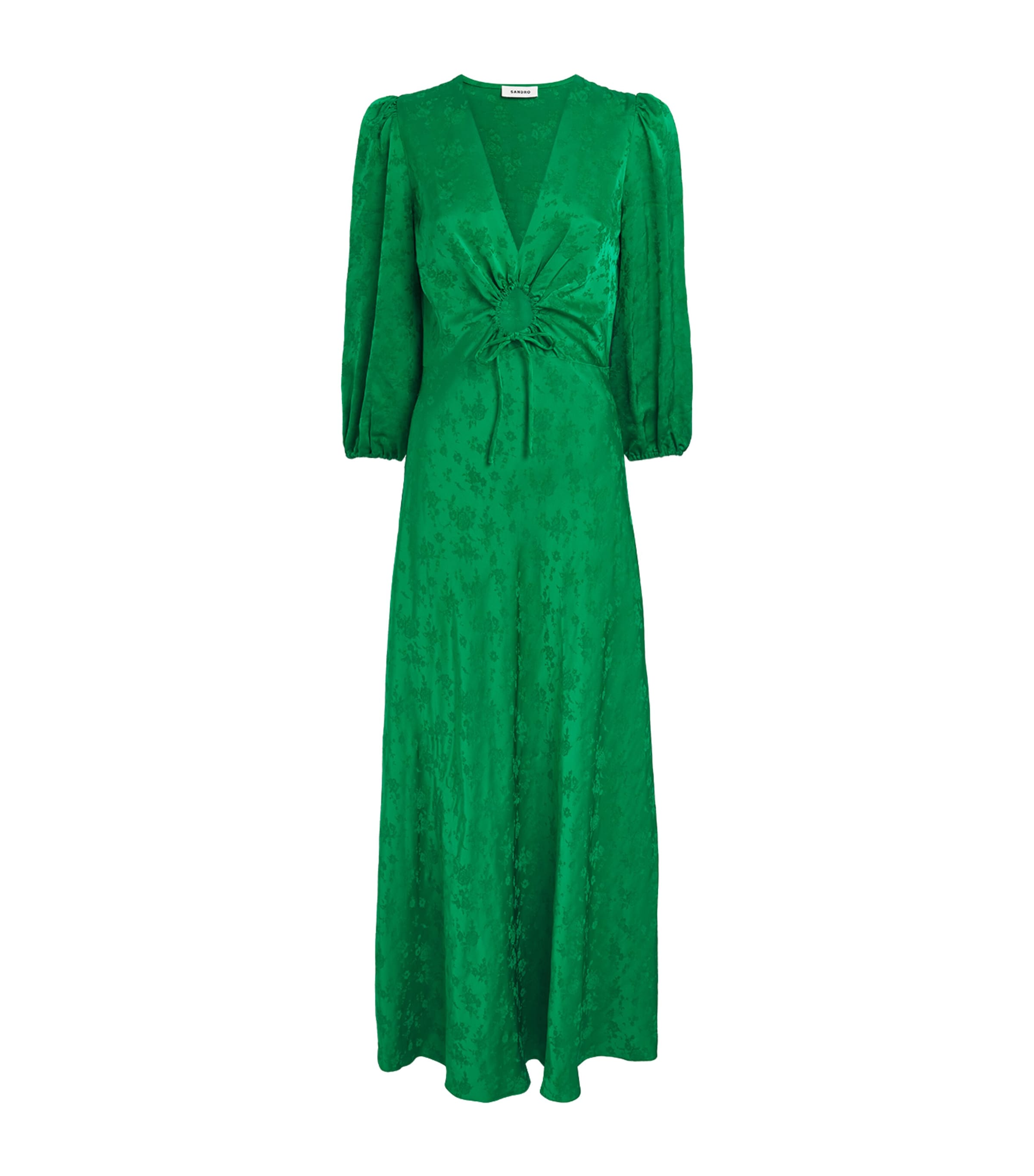 Sandro Paris Womens Floral Jacquard Maxi Dress Green