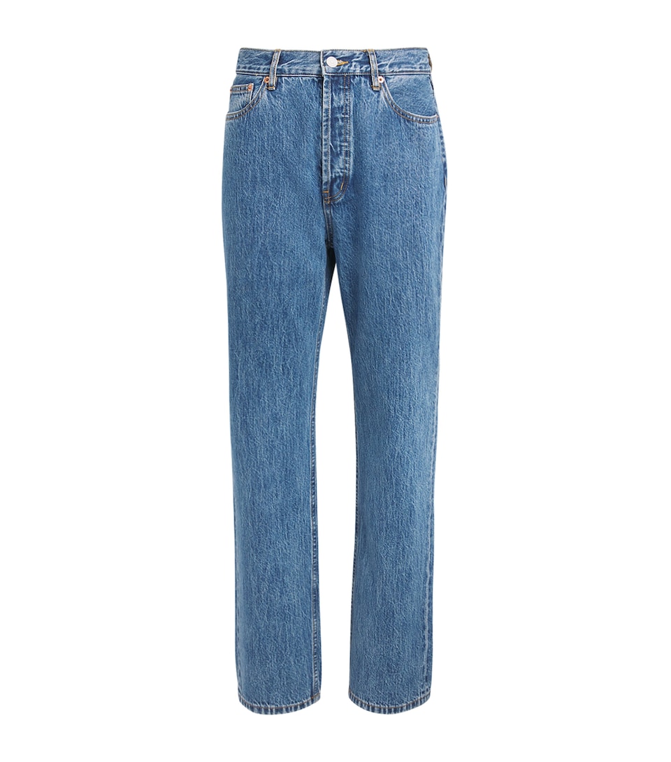 STILL HERE Womens Childhood Straight Jeans Classic Blue