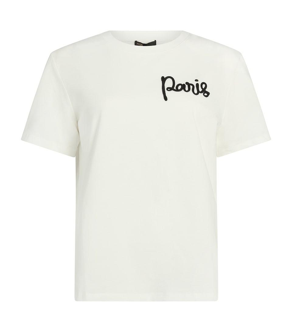 Maje Womens Paris Embroidery T-Shirt White