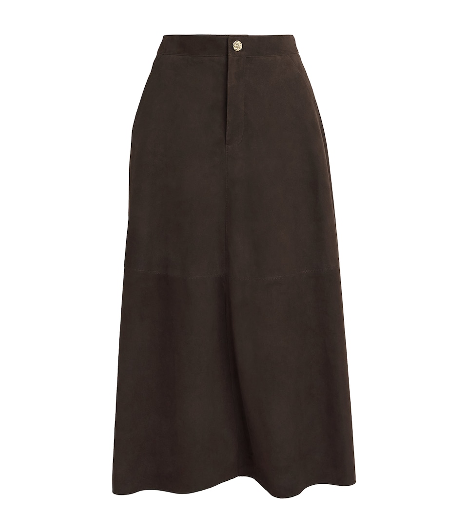 Suede Straight Midi Skirt