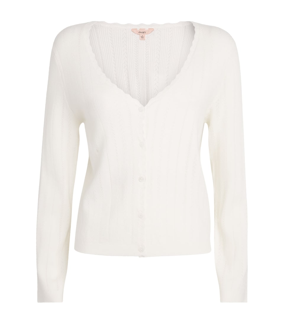 Eberjey Womens Pointelle Cardigan Ivory