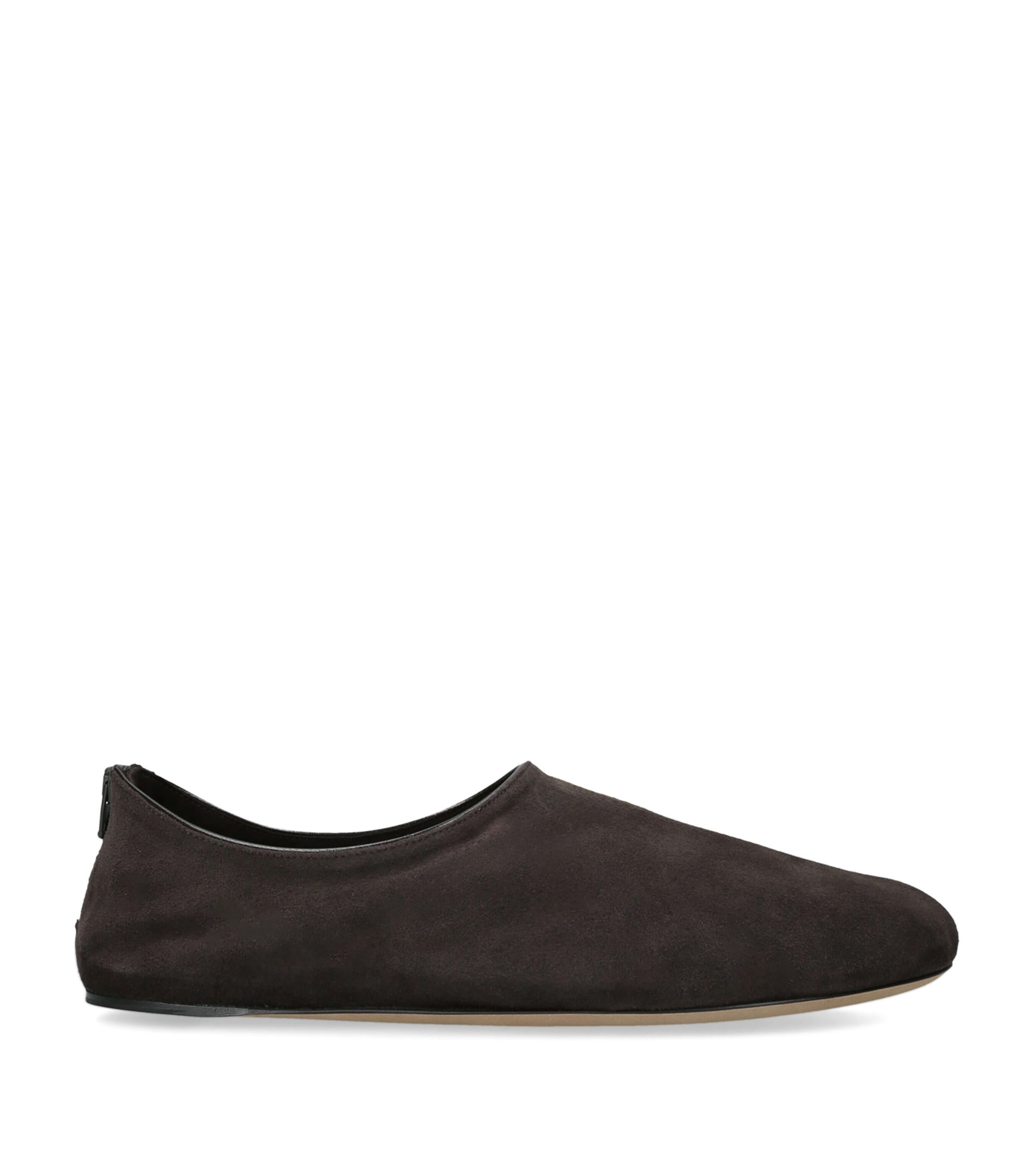 The Row Stellene Suede Slippers Dark Brown