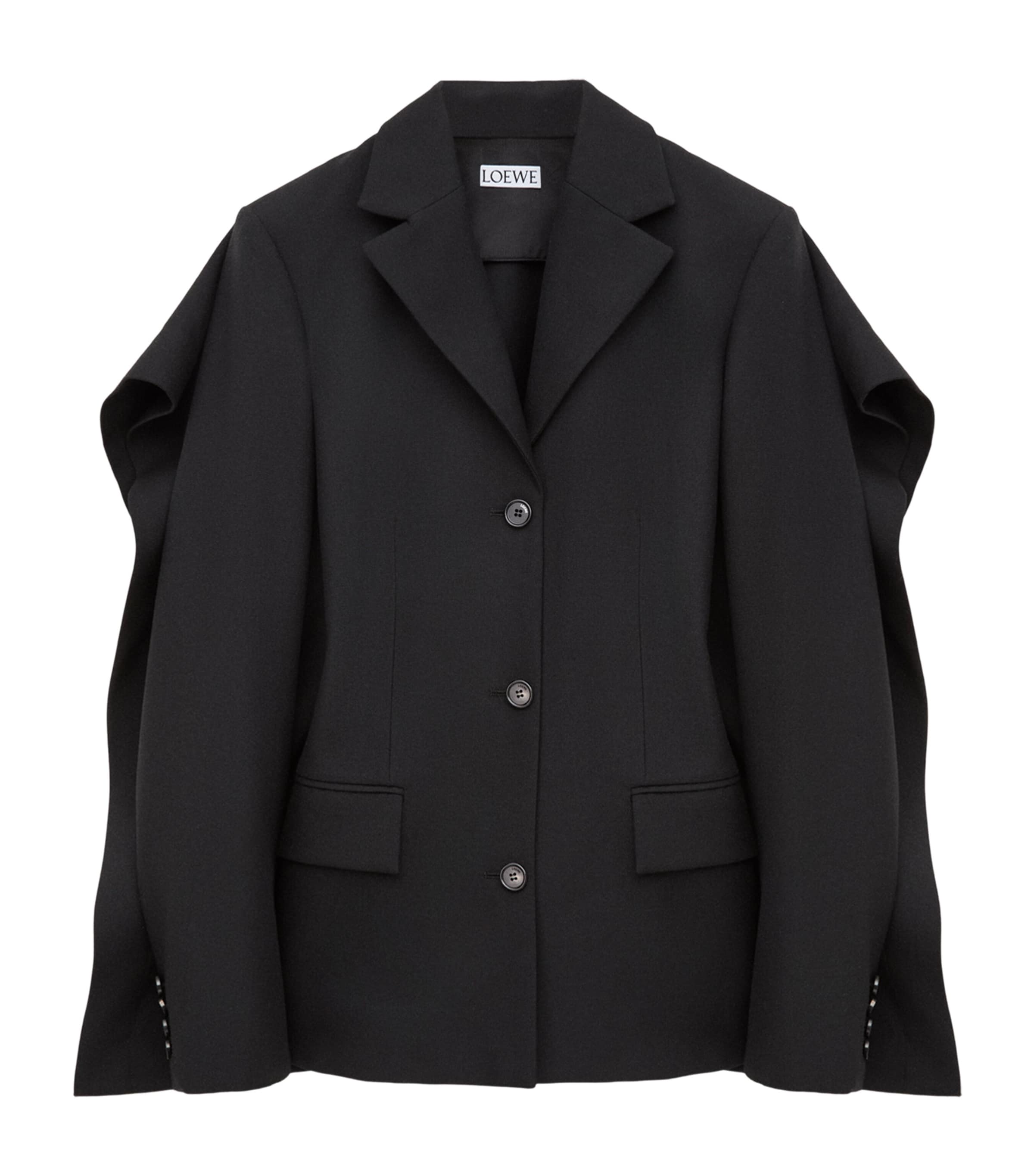 LOEWE Womens Wool Open-Back Blazer Black