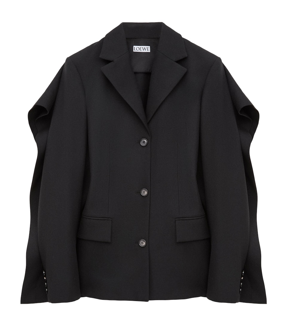 LOEWE Womens Wool Open-Back Blazer Black