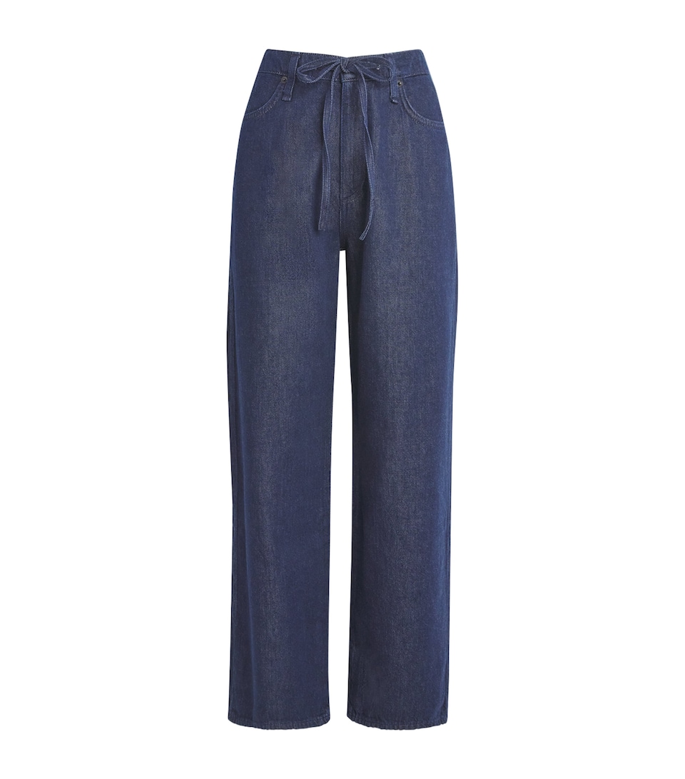 Rag & Bone Womens Drawstring Phoebe Wide-Leg Jeans Duskrinse
