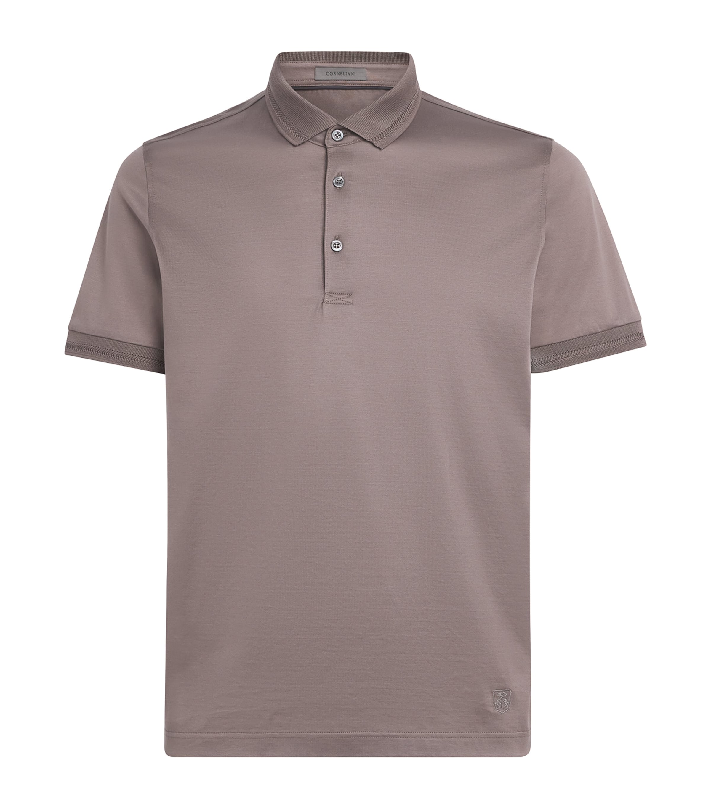 Corneliani Mens Cotton Jersey Polo Shirt Natural / Beige