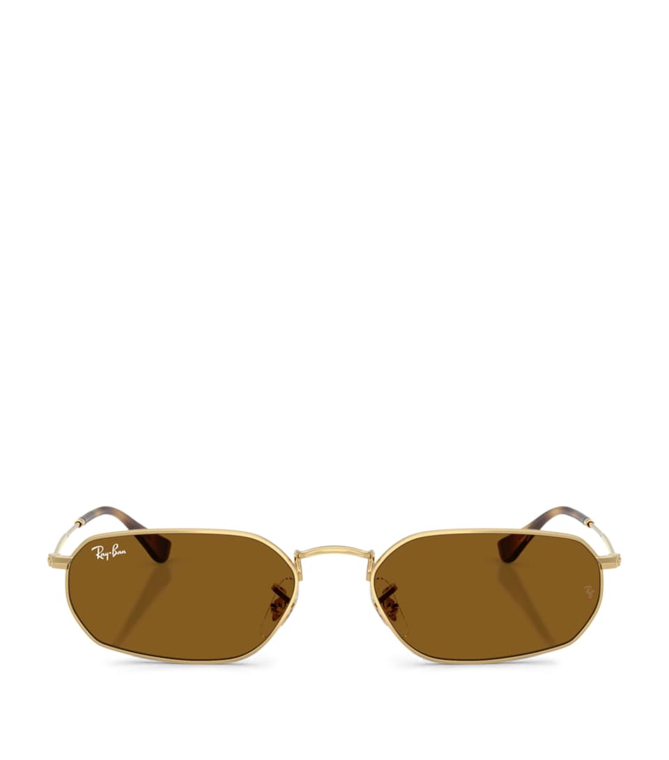 Ray-Ban Metal Irregular Oval Sunglasses Gold