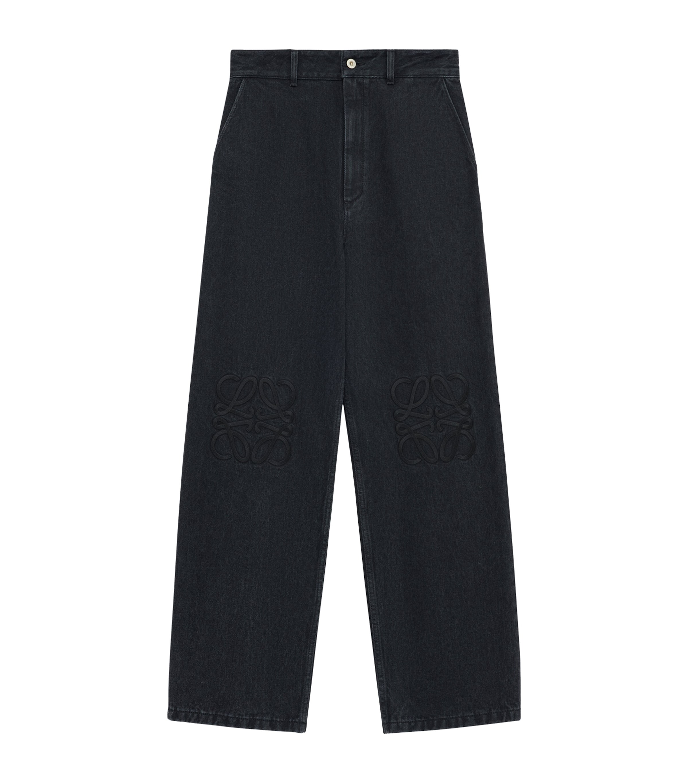 LOEWE Womens Anagram Baggy Jeans Black