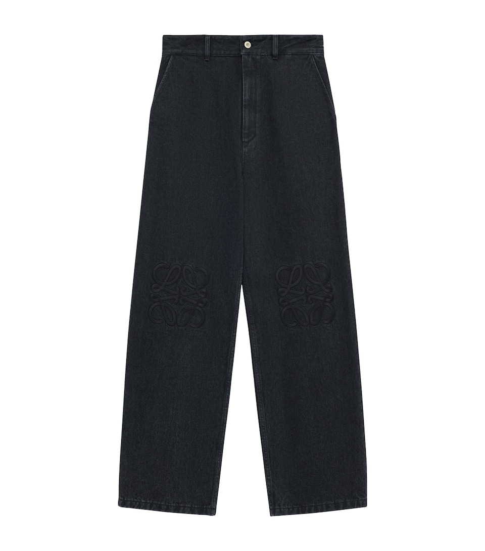 LOEWE Womens Anagram Baggy Jeans Black
