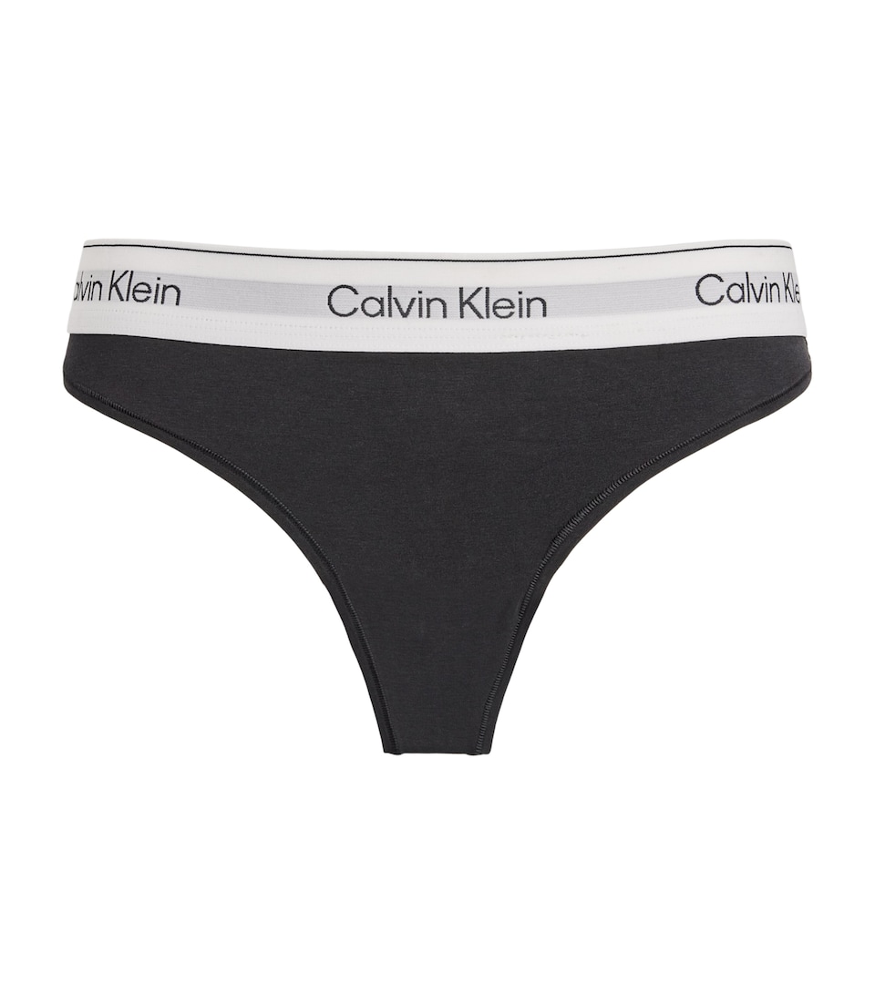 Calvin Klein Womens Cotton-Blend Icon Thong Black