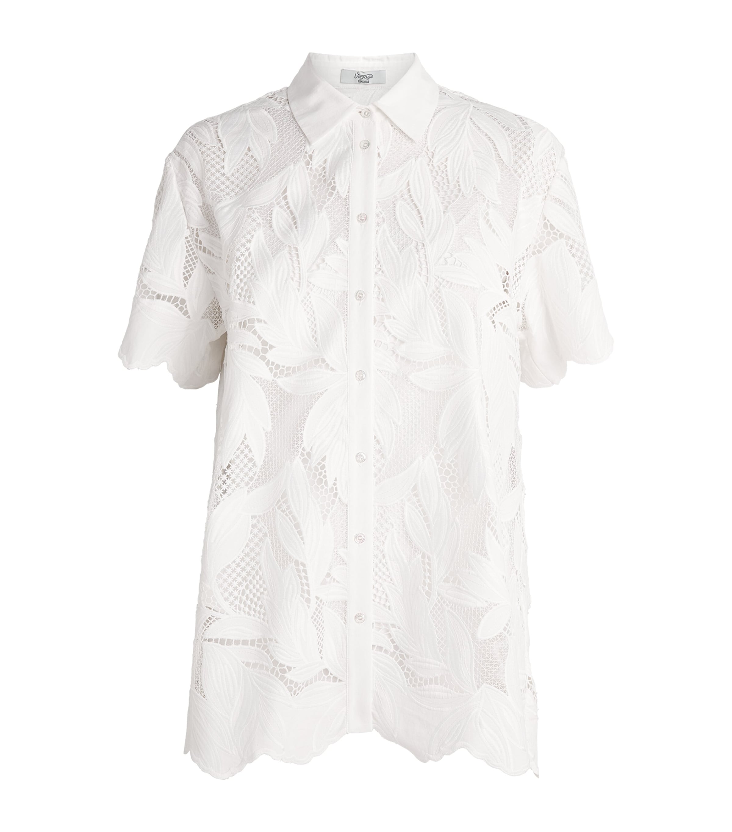 Erdem Womens Crochet Cutwork Short-Sleeve Shirt Ivory