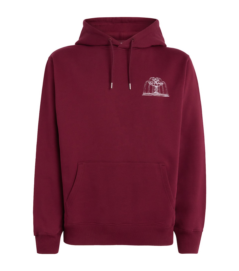 Drôle de Monsieur Mens Cotton Fountain Hoodie Burgundy