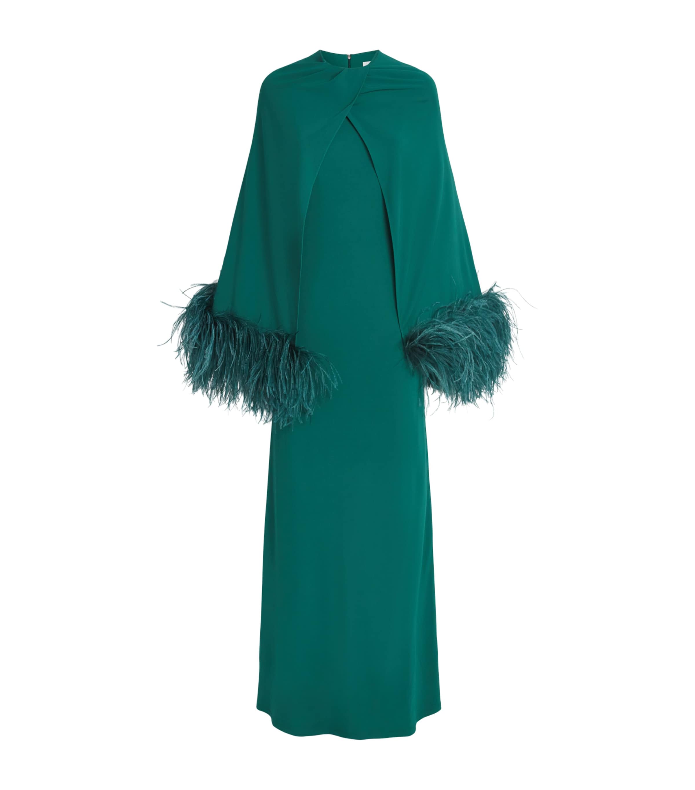 16Arlington Womens Feather Cape Adelar Gown Green