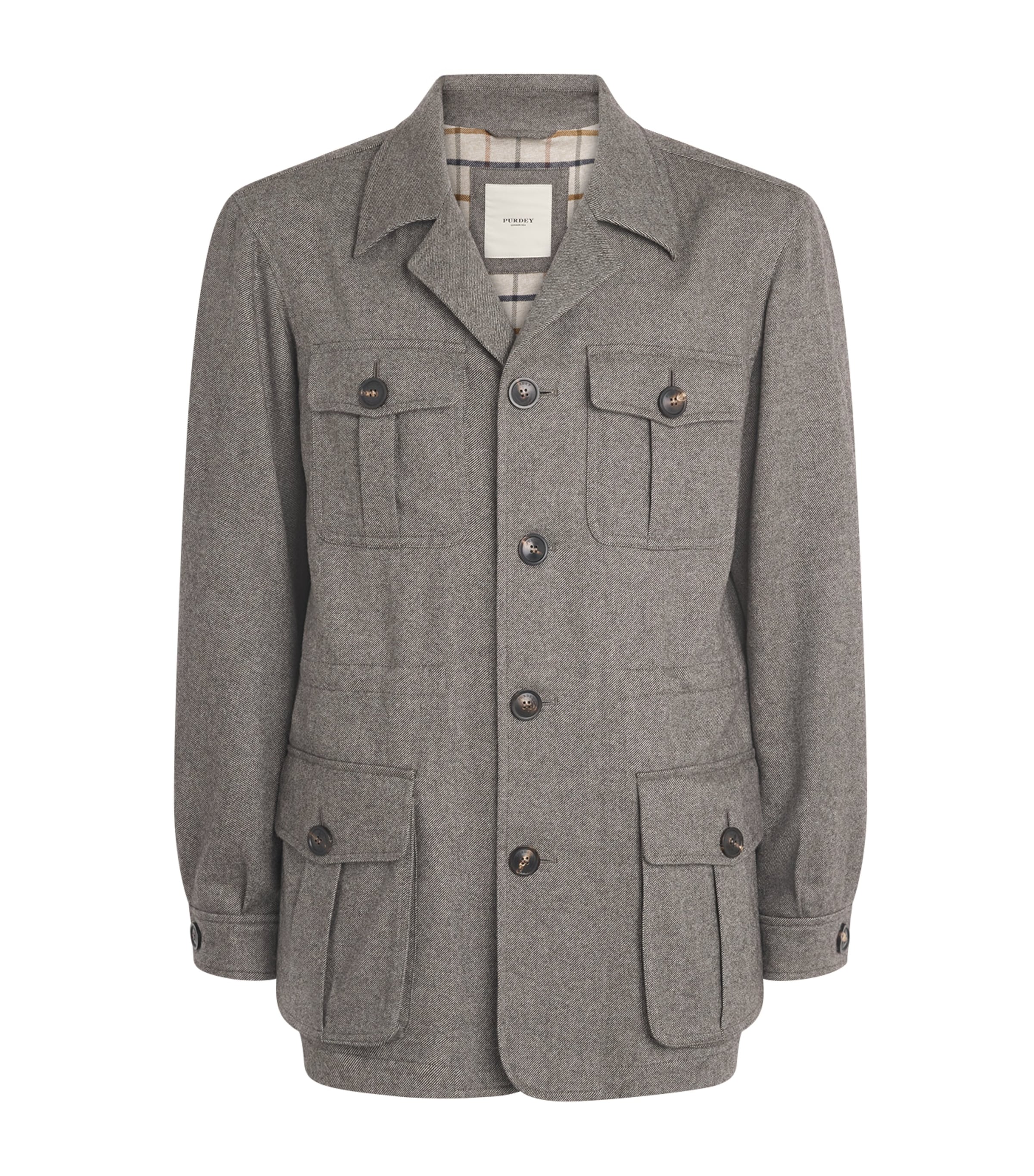 Purdey Mens Wool-Silk-Cashmere Kalahari Jacket Grey