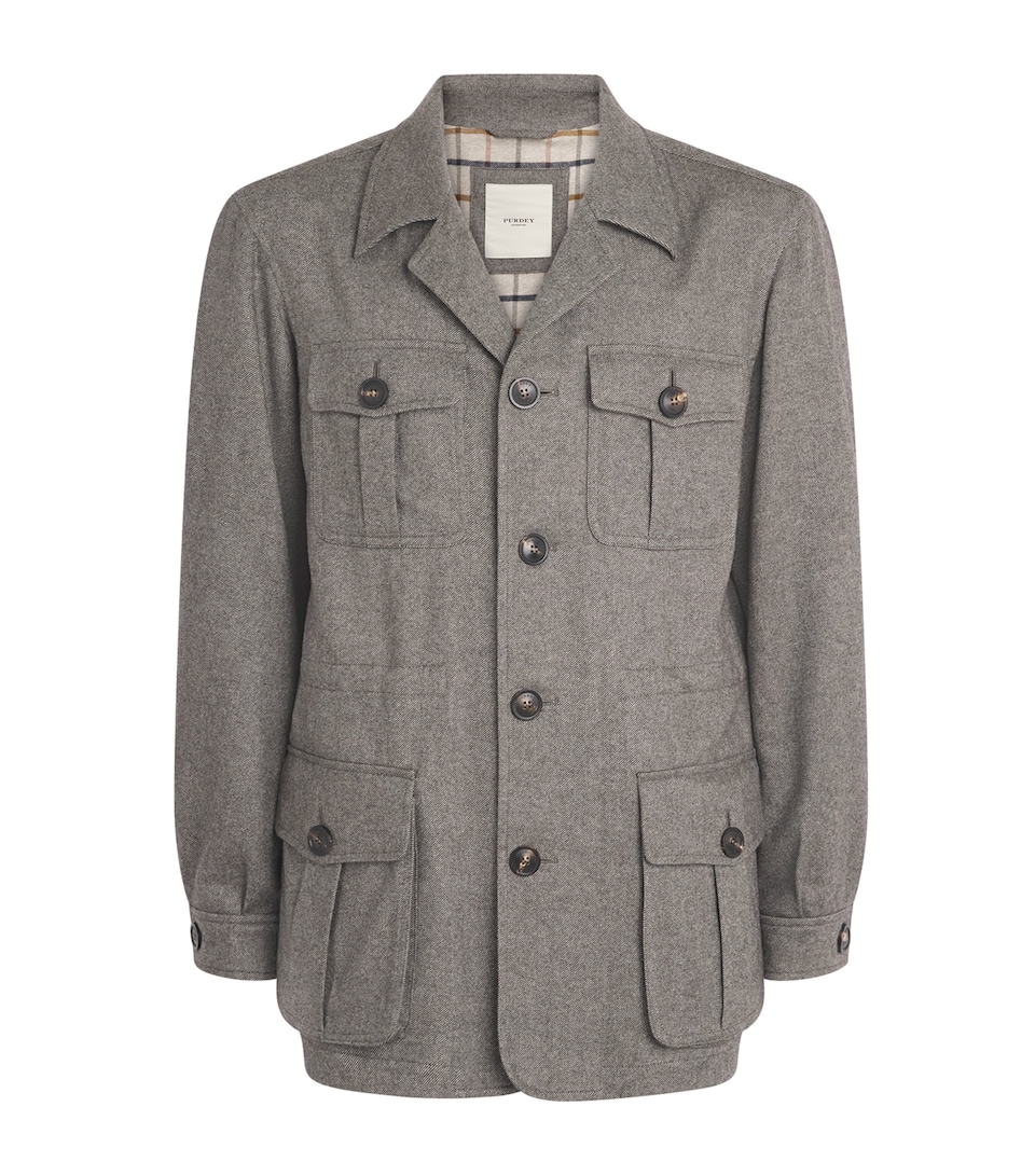 Purdey Mens Wool-Silk-Cashmere Kalahari Jacket Grey
