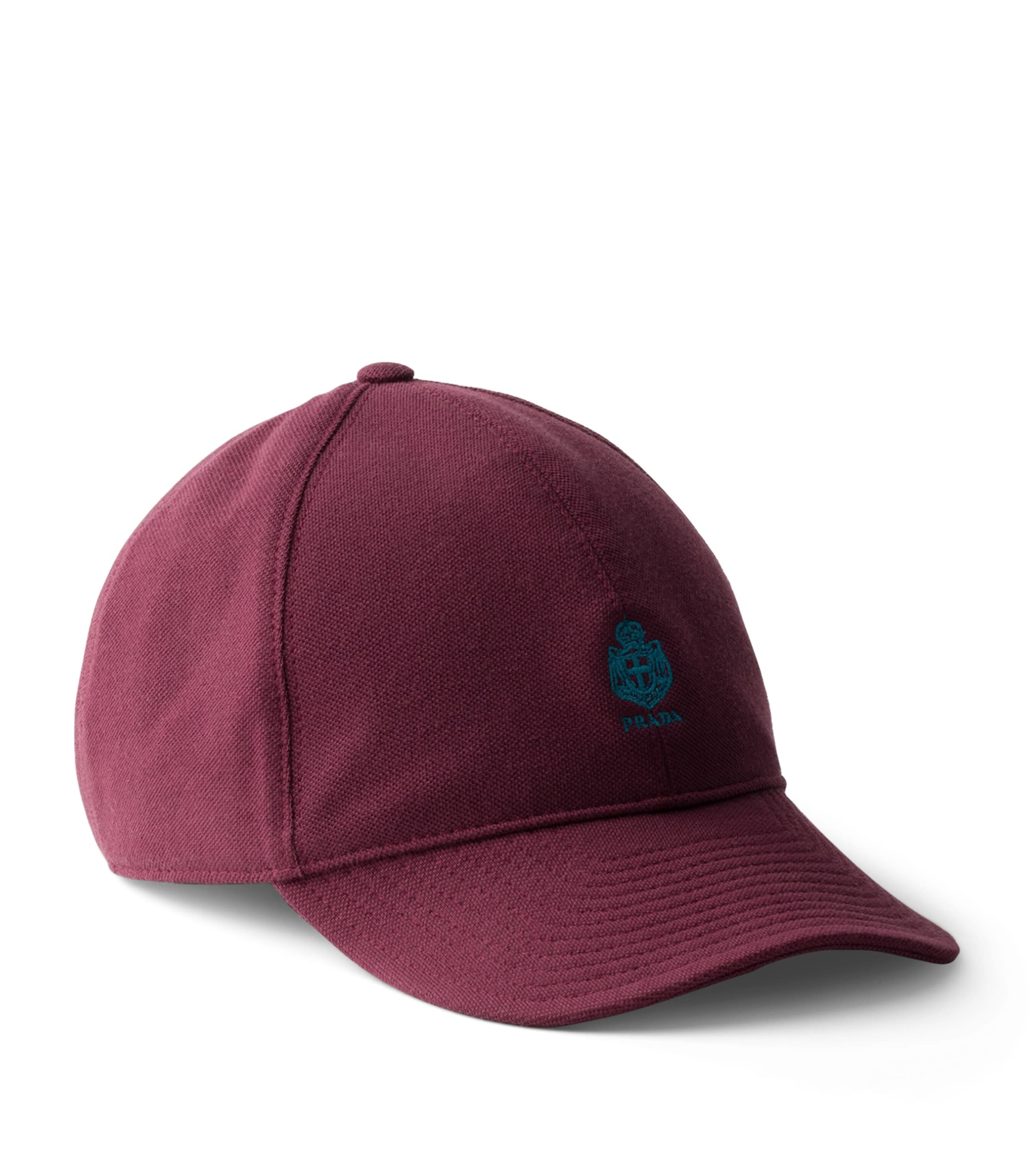 Prada Cotton Old Piqué Baseball Cap Burgundy
