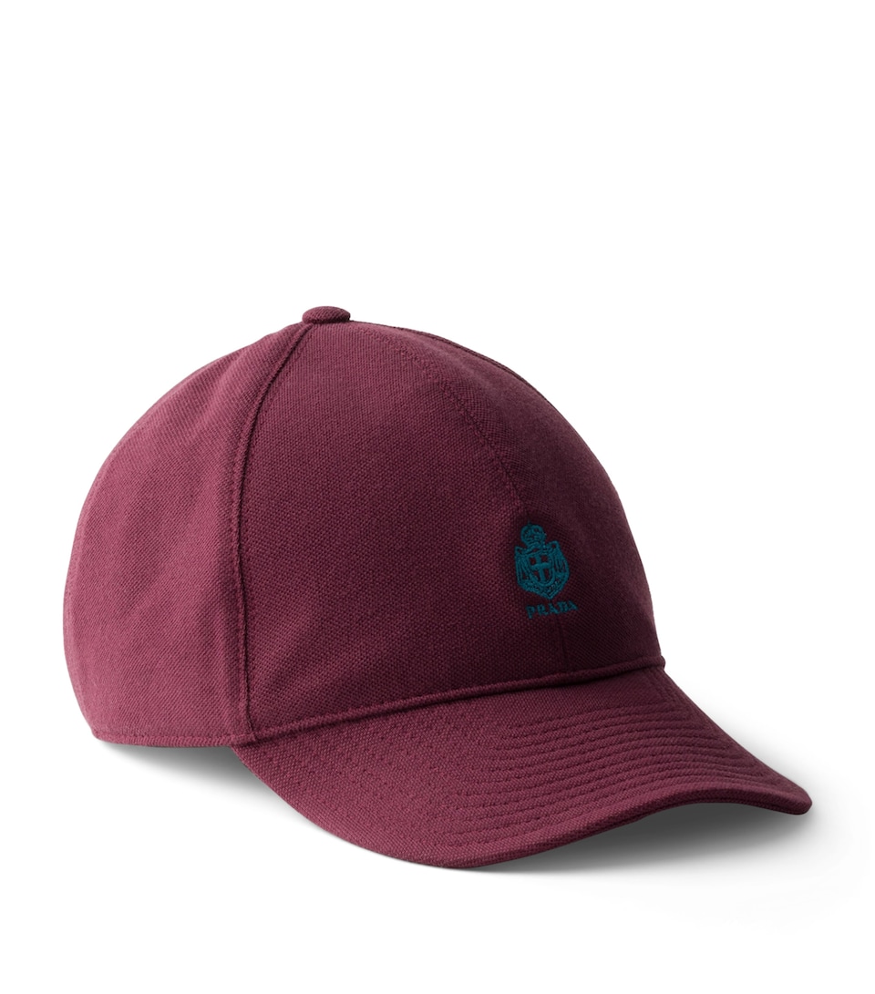 Prada Cotton Old Piqué Baseball Cap Burgundy
