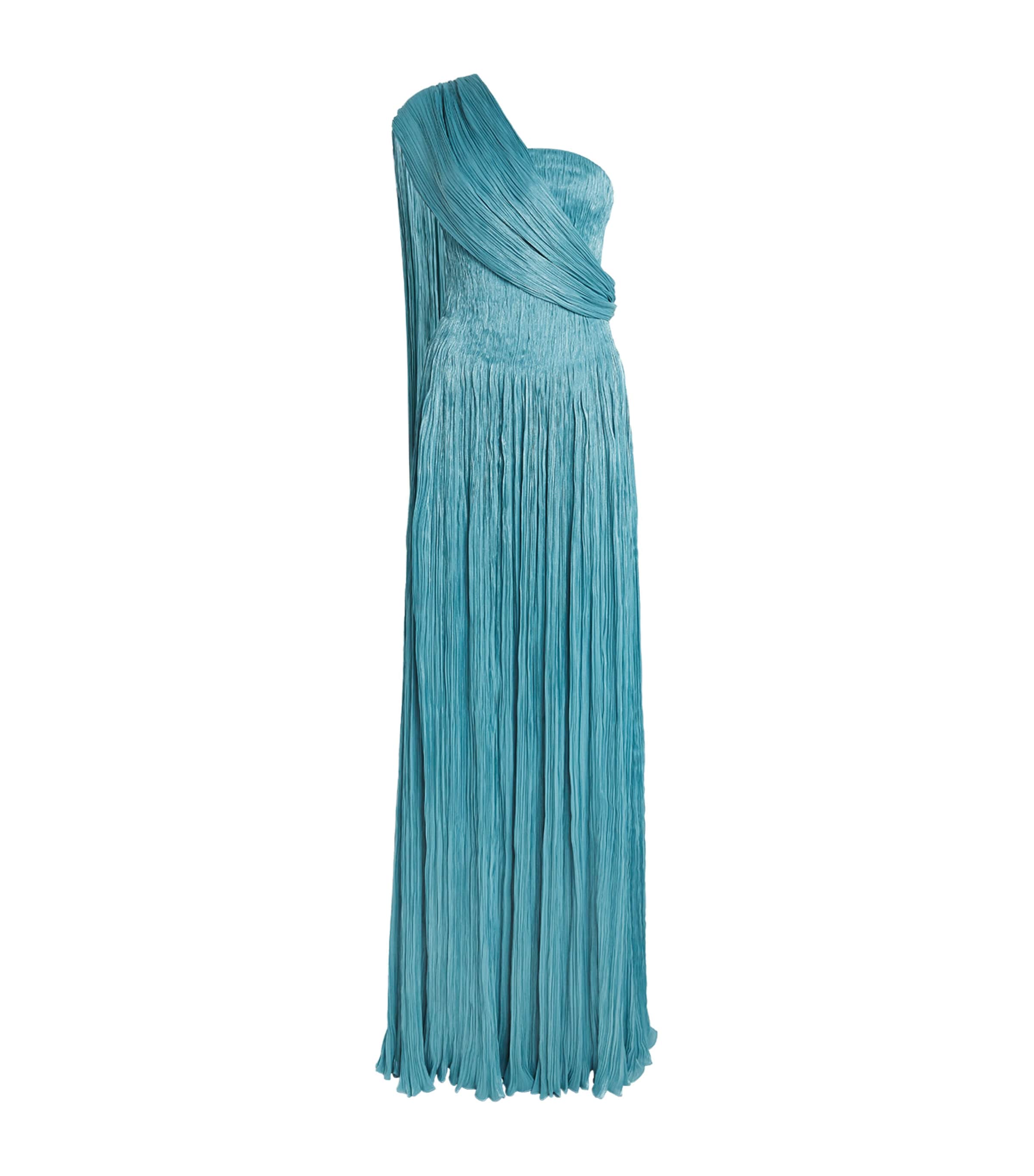 Marmar Halim Womens Taffeta Strapless Roseya Gown Blue
