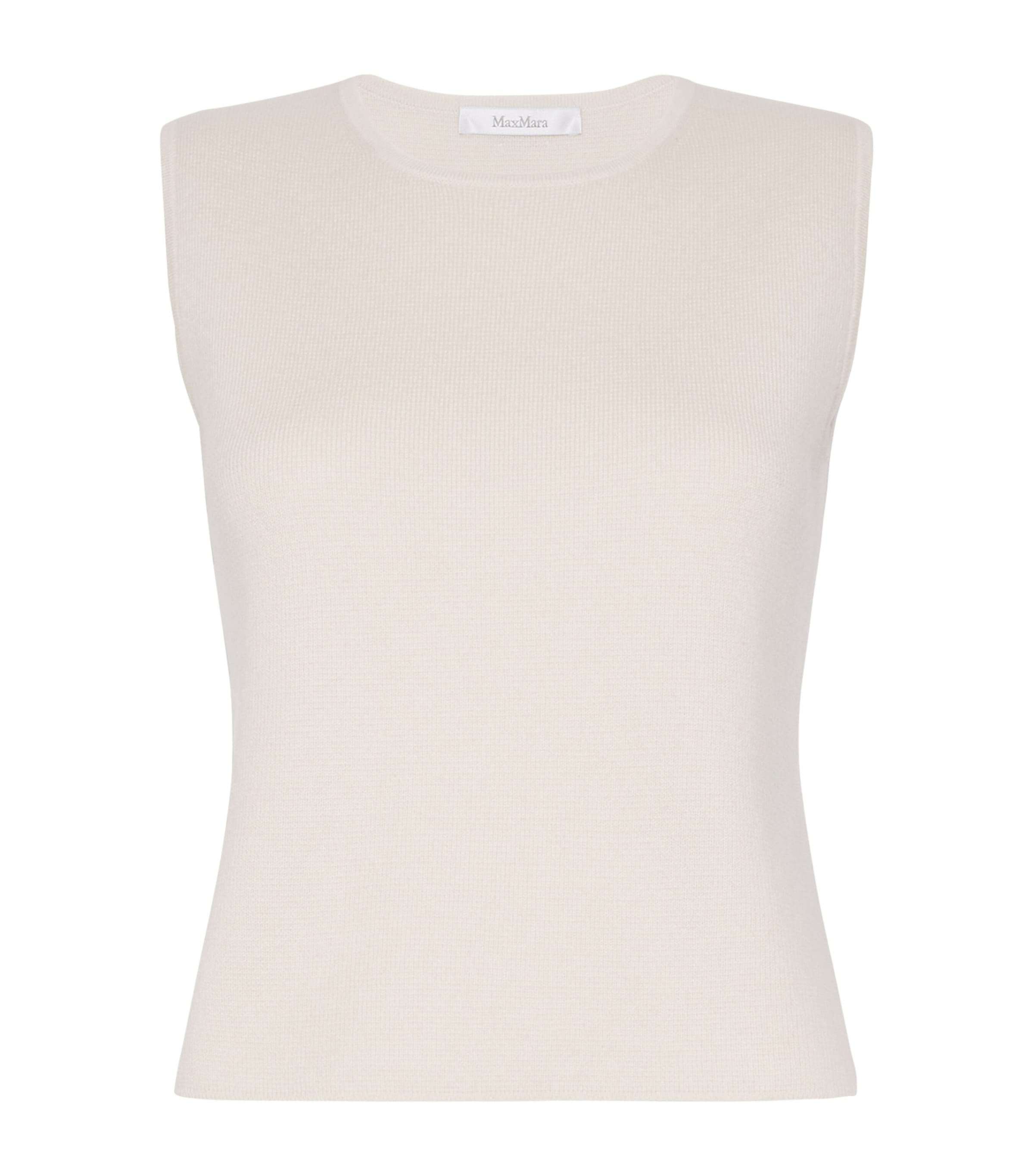 Max Mara Womens Virgin Wool-Cashmere Knitted Top Beige